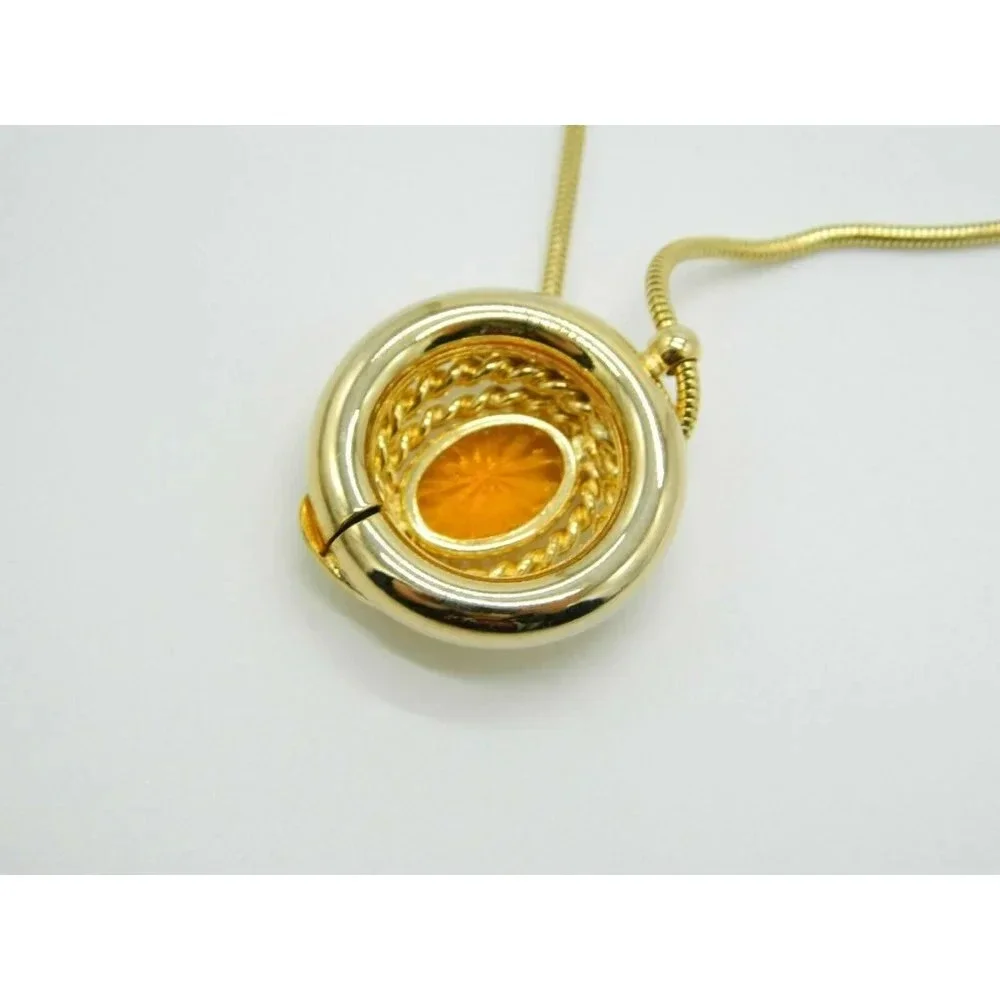 Pcraft Topaz Glass Rhinestone Gold Tone Pendant Ne